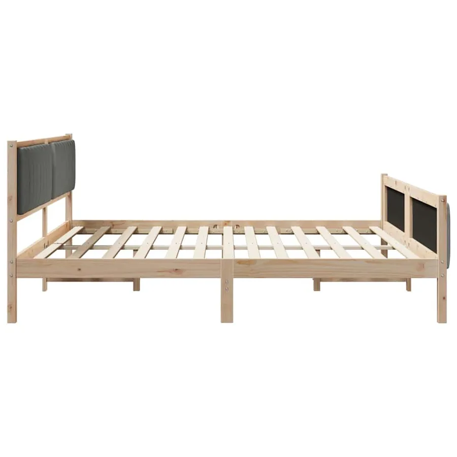 Cadre de lit avec tête de lit marron et gris foncé 200 x 200 cm - 6