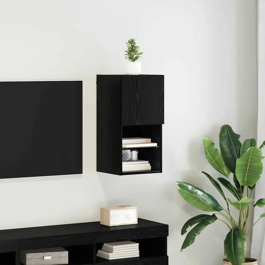Meuble TV mural Chêne noir 30,5 x 30 x 60 cm Bois d'ingénierie