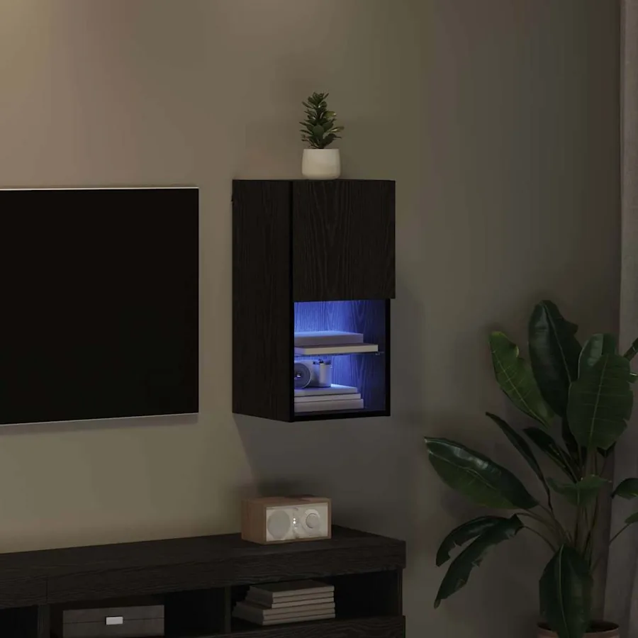 Meuble TV mural Chêne noir 30,5 x 30 x 60 cm Bois d'ingénierie - 5