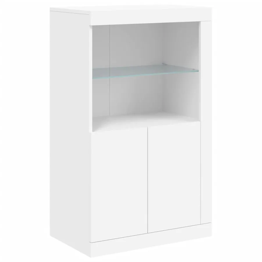 Armoire latérale avec éclairage LED blanc bois d'ingénierie - 3