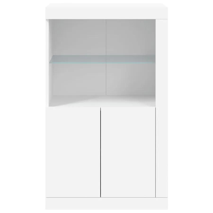 Armoire latérale avec éclairage LED blanc bois d'ingénierie - 7