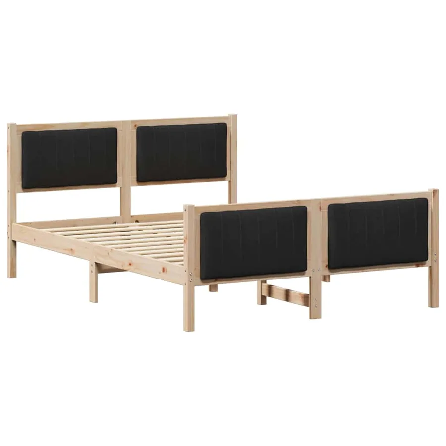 Cadre de lit Marron et noir 140 x 200 cm Bois massif en pin - 2
