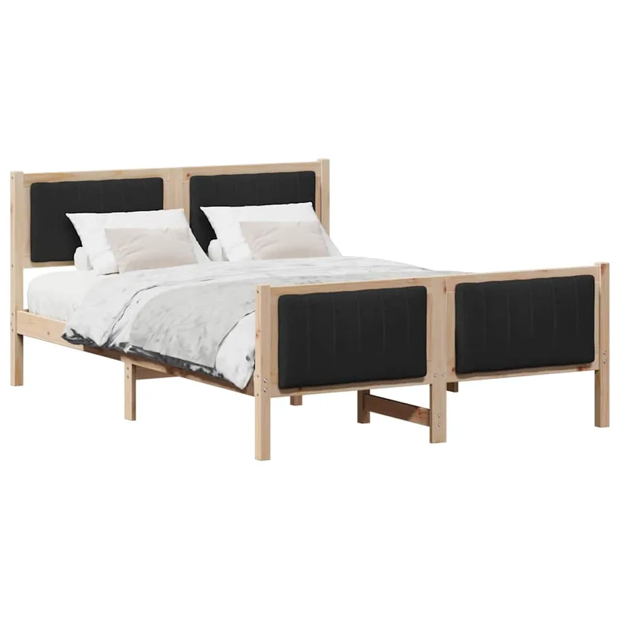 Cadre de lit Marron et noir 140 x 200 cm Bois massif en pin - 3