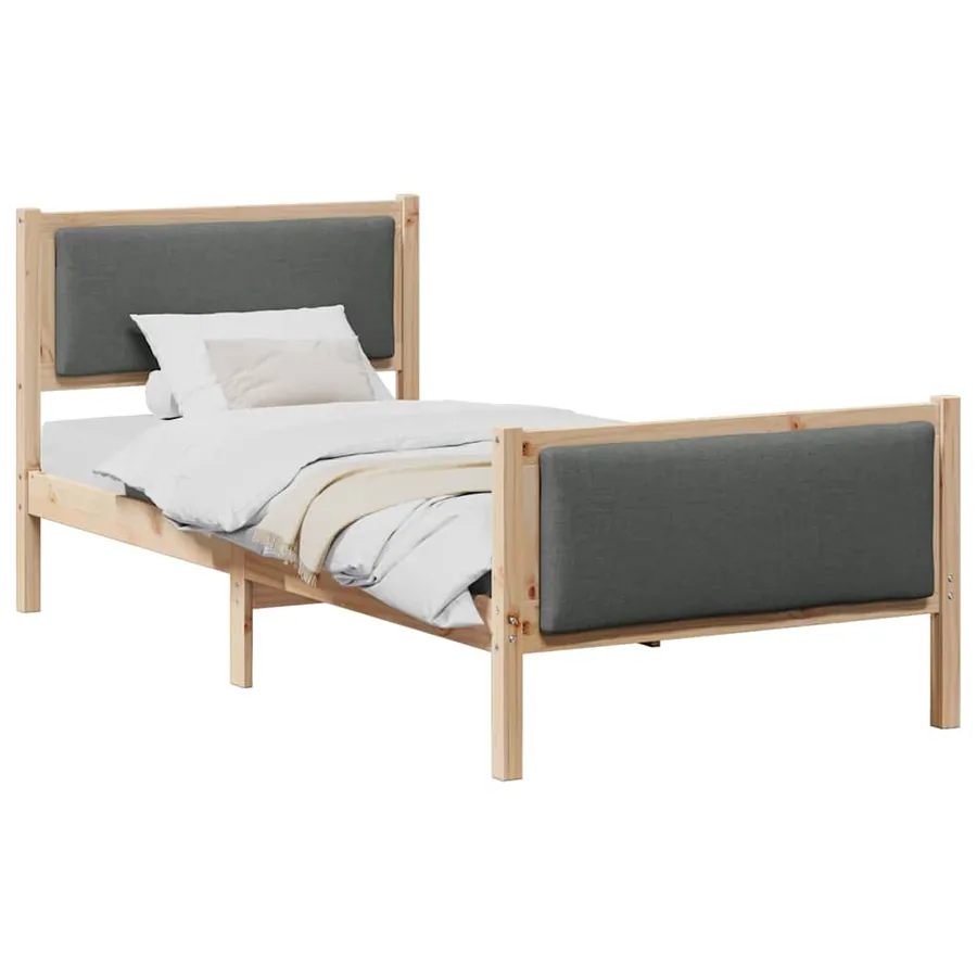Cadre de lit avec tête de lit Gris foncé 90 x 200 cm tissu - 3