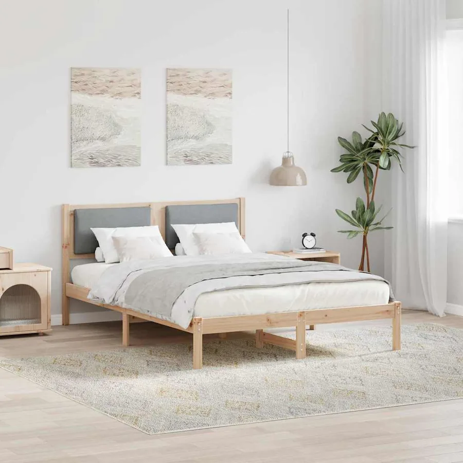 Cadre de lit Gris clair 140 x 200 cm Pin massif