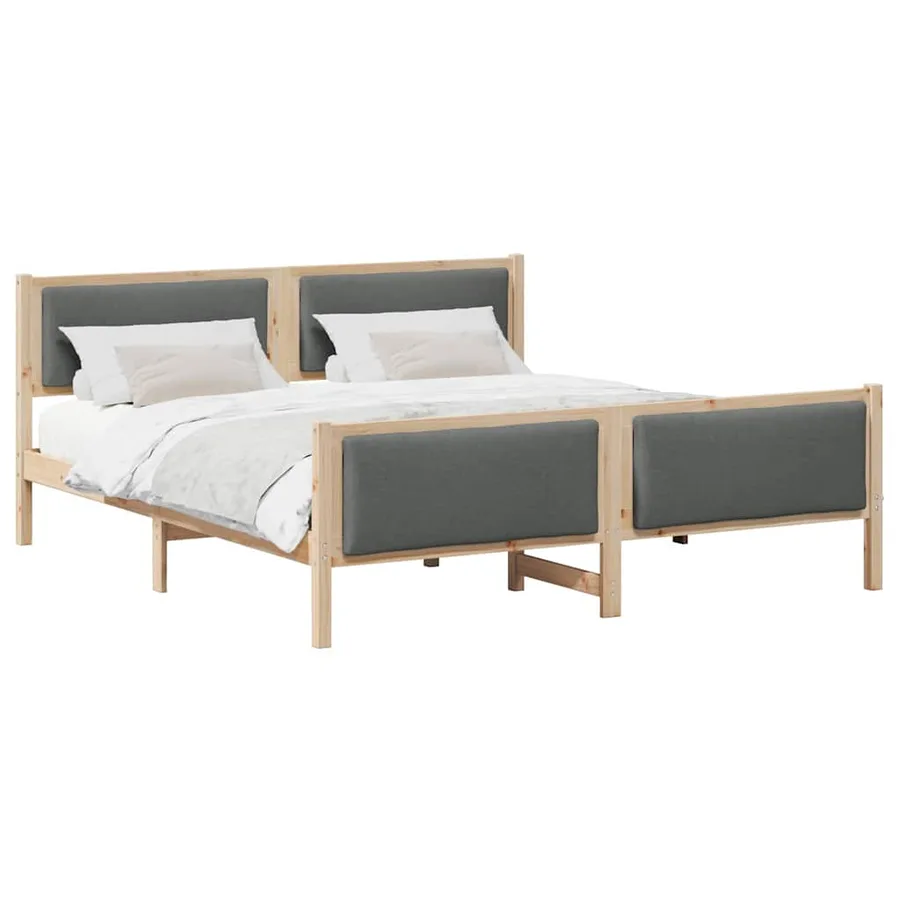 Cadre de lit avec tête de lit Gris foncé 200 x 200 cm tissu - 3