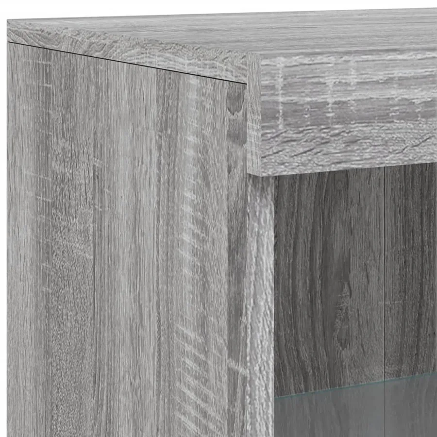 Armoire latérale et lumières LED sonoma gris bois d'ingénierie - 11