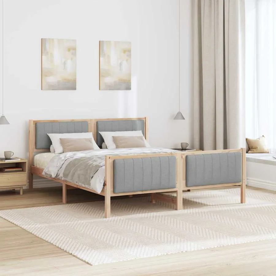 Cadre de lit avec tête de lit Marron et gris clair 160 x 200 cm - 4