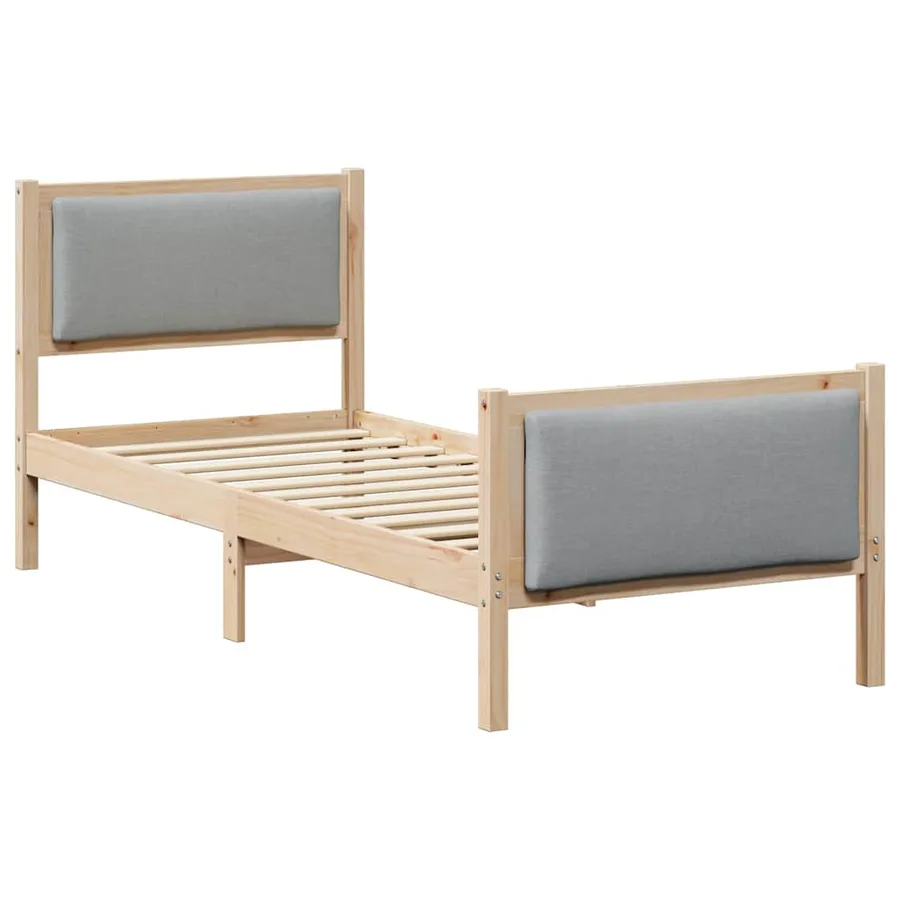 Cadre de lit avec tête de lit Gris clair 75 x 190 cm tissu - 2