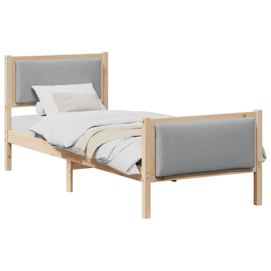 Cadre de lit avec tête de lit Gris clair 75 x 190 cm tissu - 3