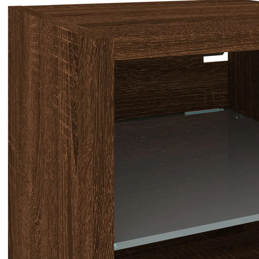 Meubles TV muraux lumières LED 2 pcs chêne marron 30x28,5x30 cm - 11