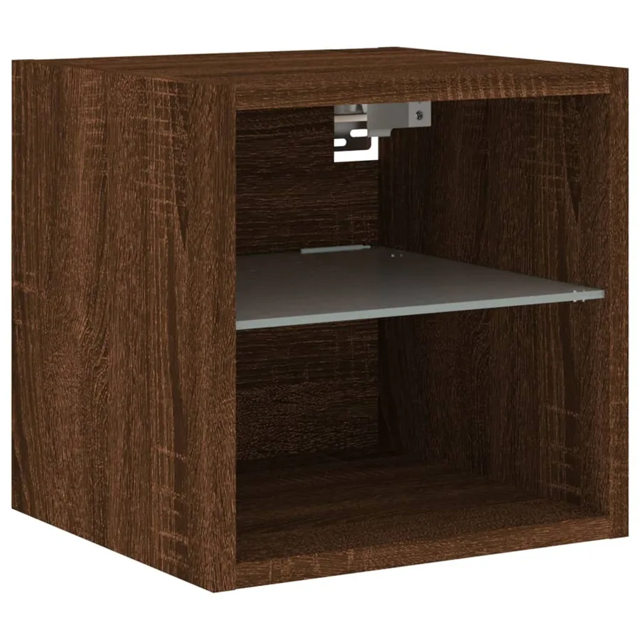 Meubles TV muraux lumières LED 2 pcs chêne marron 30x28,5x30 cm - 7
