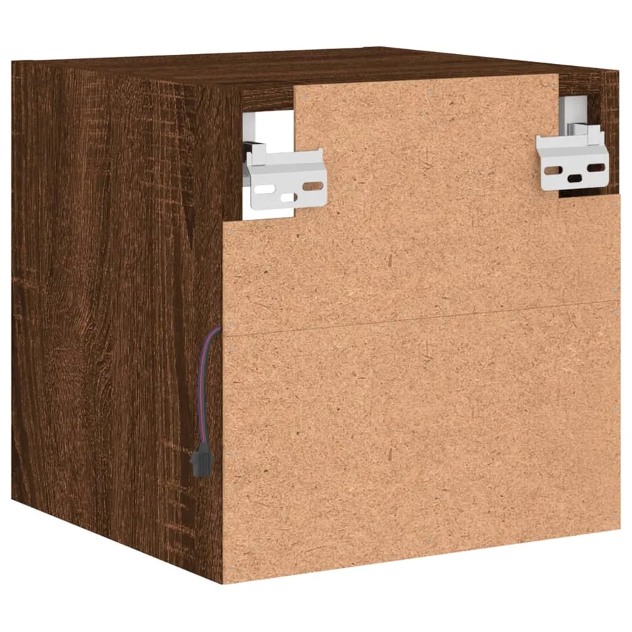 Meubles TV muraux lumières LED 2 pcs chêne marron 30x28,5x30 cm - 9
