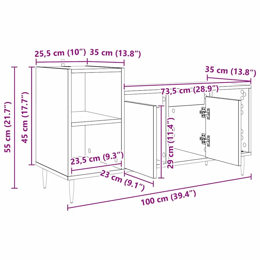 Meuble TV 100 x 35 x 55 cm Chêne artisanal Bois d'ingénierie - 13
