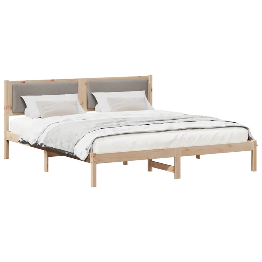 Cadre de lit avec tête de lit Taupe 200 x 200 cm Pin massif - 3