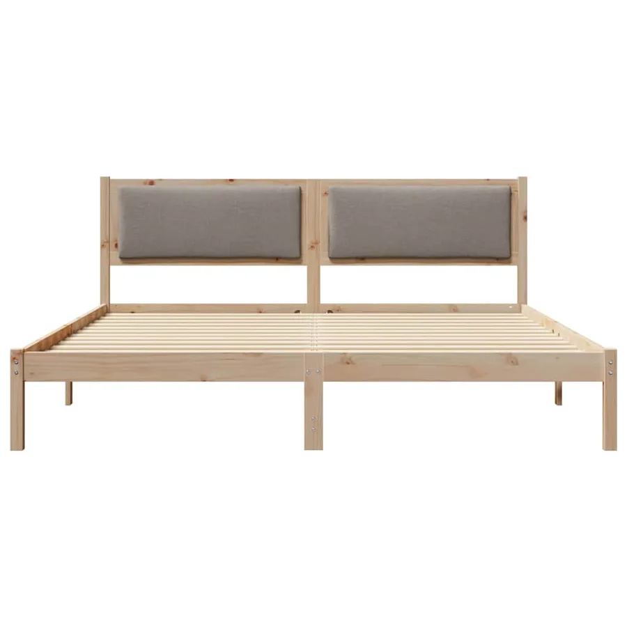 Cadre de lit avec tête de lit Taupe 200 x 200 cm Pin massif - 5