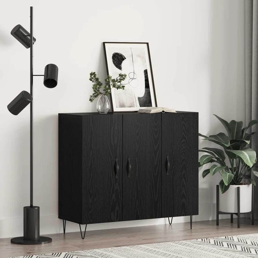 Buffet Chêne noir 90 x 32,5 x 80 cm Bois d'ingénierie