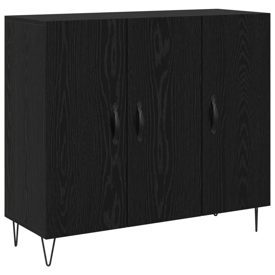 Buffet Chêne noir 90 x 32,5 x 80 cm Bois d'ingénierie - 2