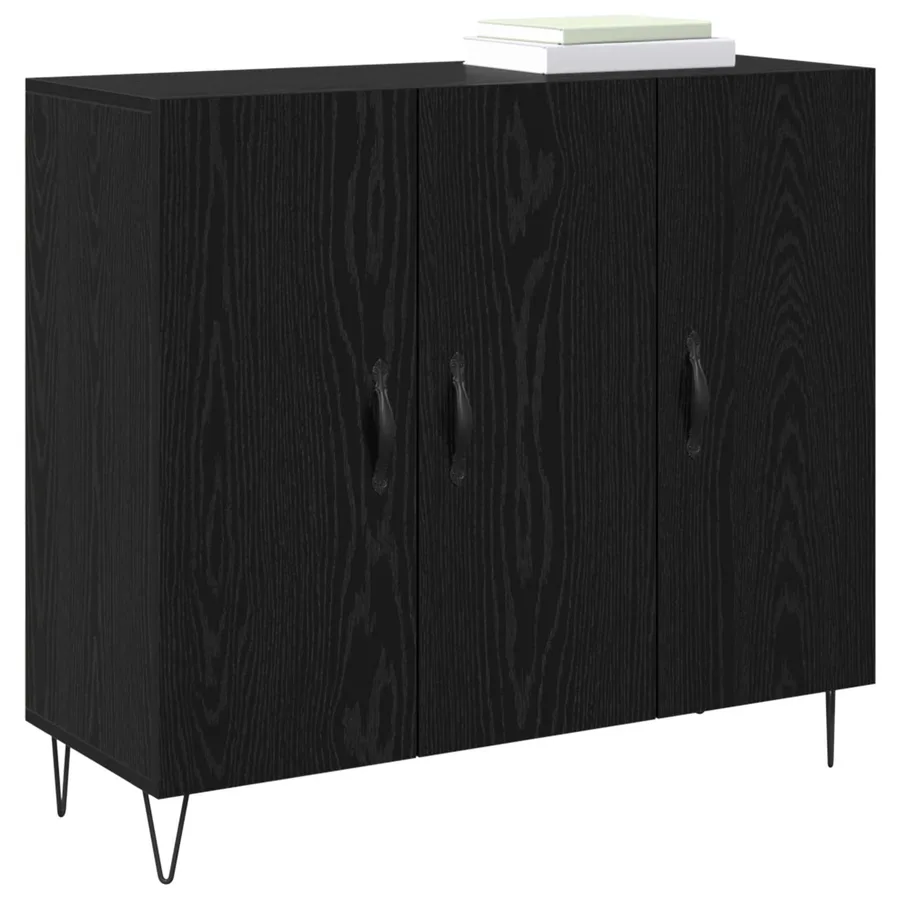 Buffet Chêne noir 90 x 32,5 x 80 cm Bois d'ingénierie - 3