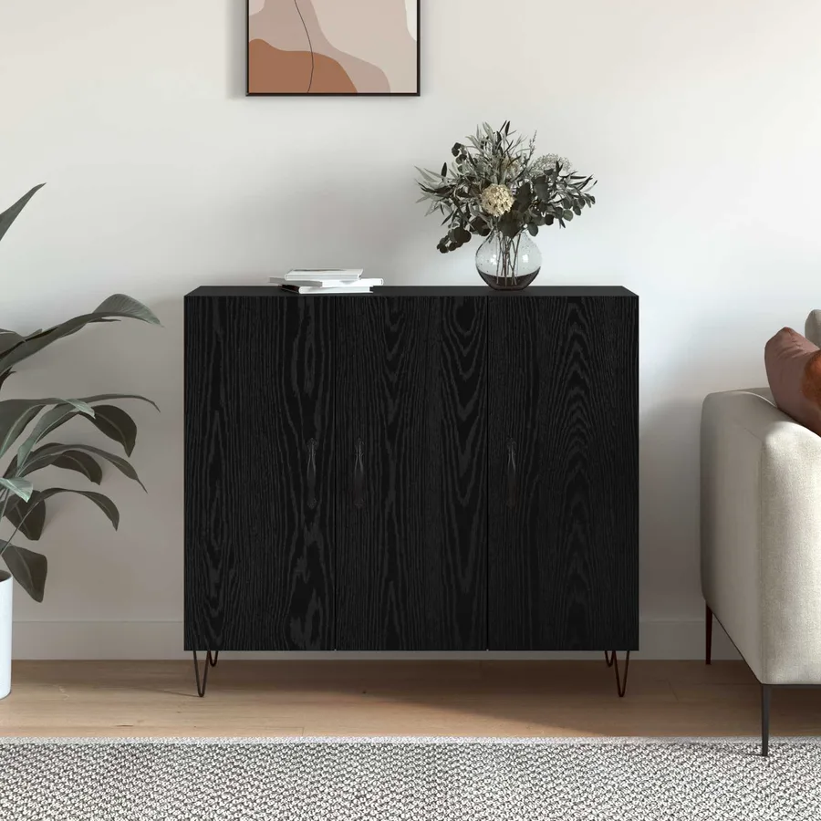 Buffet Chêne noir 90 x 32,5 x 80 cm Bois d'ingénierie - 4