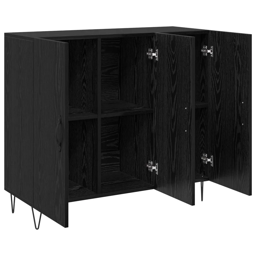 Buffet Chêne noir 90 x 32,5 x 80 cm Bois d'ingénierie - 5
