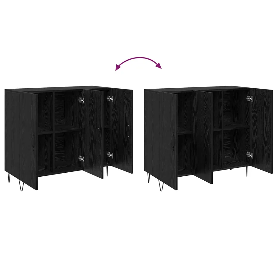 Buffet Chêne noir 90 x 32,5 x 80 cm Bois d'ingénierie - 8