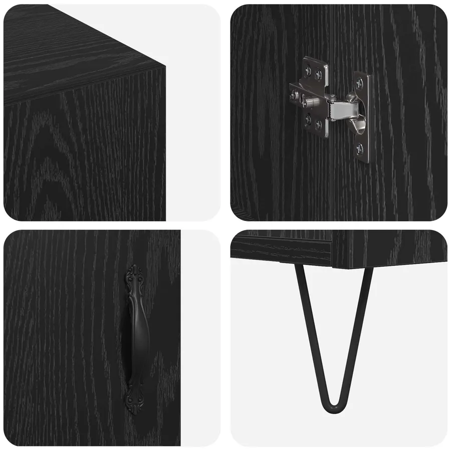 Buffet Chêne noir 90 x 32,5 x 80 cm Bois d'ingénierie - 9