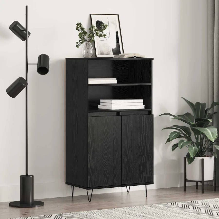 Haut Armoire Noir 60 x 36 x 110 cm Bois d'ingénierie