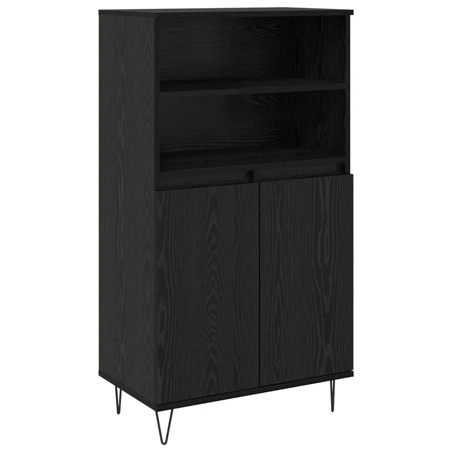 Haut Armoire Noir 60 x 36 x 110 cm Bois d'ingénierie - 2