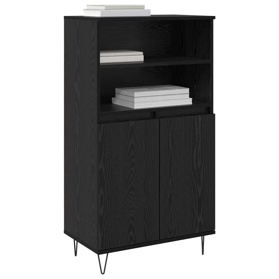 Haut Armoire Noir 60 x 36 x 110 cm Bois d'ingénierie - 3