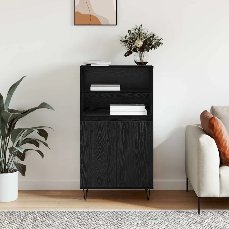 Haut Armoire Noir 60 x 36 x 110 cm Bois d'ingénierie - 4