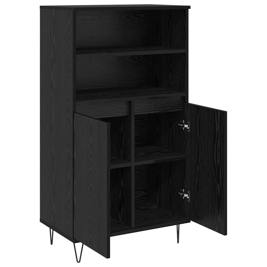 Haut Armoire Noir 60 x 36 x 110 cm Bois d'ingénierie - 5