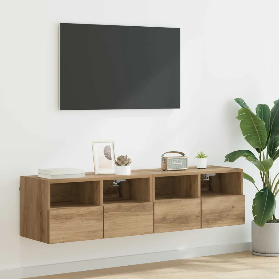 Meubles TV muraux 2 pcs Chêne artisanal Bois d'ingénierie