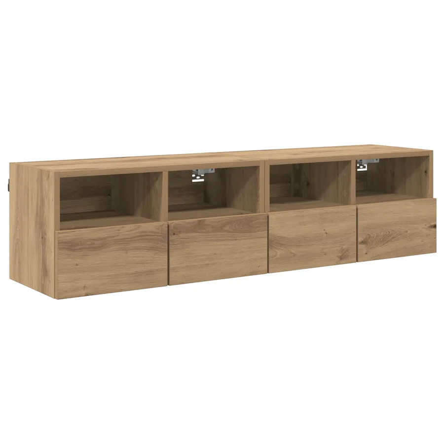 Meubles TV muraux 2 pcs Chêne artisanal Bois d'ingénierie - 2