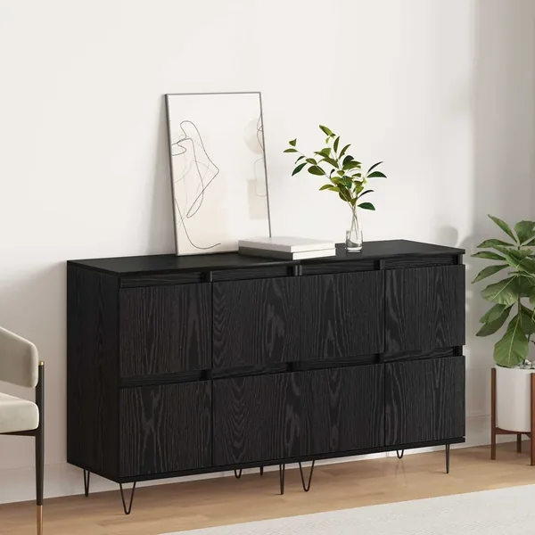 Buffets 2 pcs Chêne noir