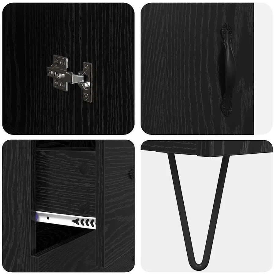 Haut Armoire Chêne noir 69,5 x 34 x 90 cm Bois d'ingénierie - 11