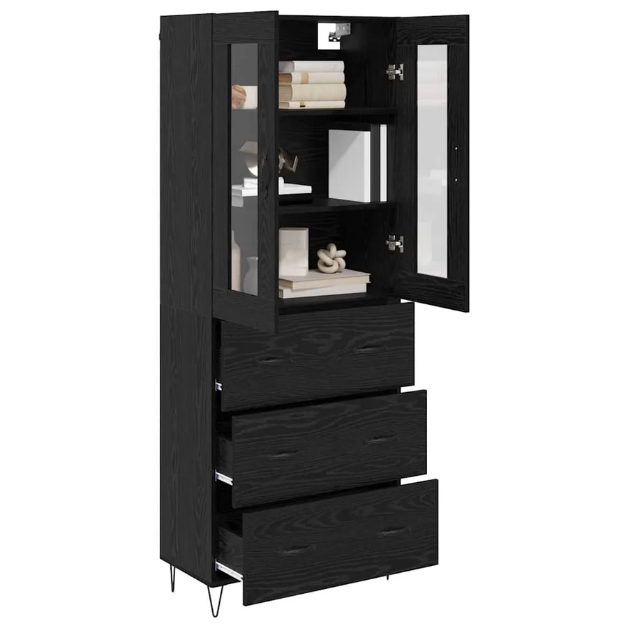 Haut Armoire Chêne noir 69,5 x 34 x 90 cm Bois d'ingénierie - 3