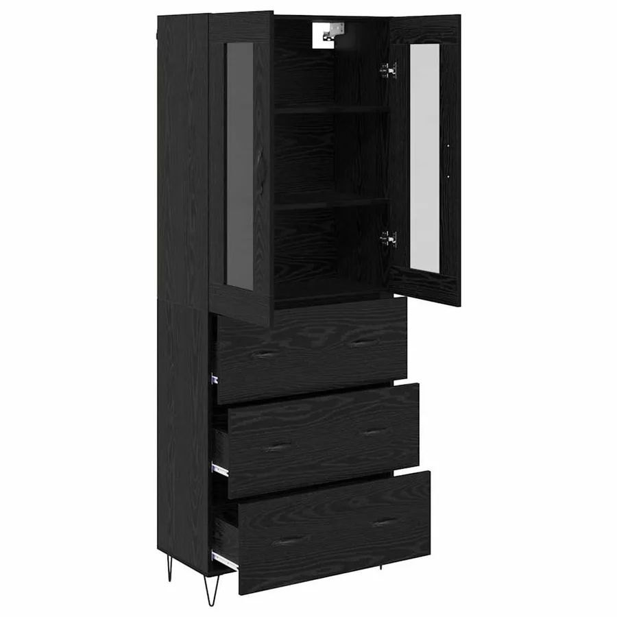 Haut Armoire Chêne noir 69,5 x 34 x 90 cm Bois d'ingénierie - 5