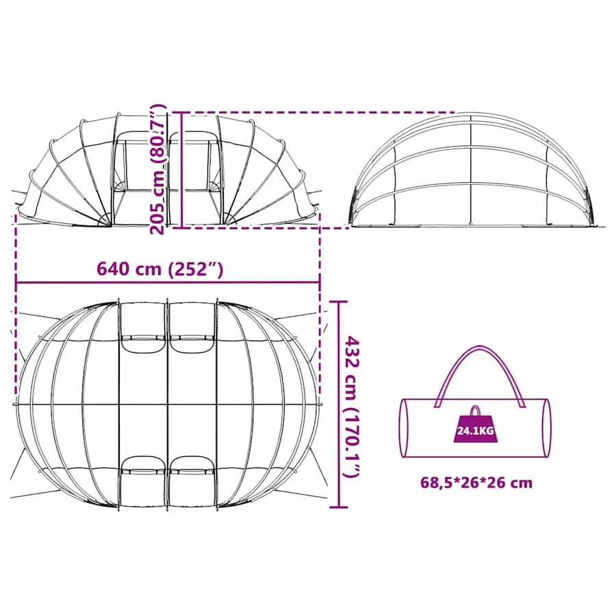 Dôme de tente de piscine Transparent 640 x 432 x 205 cm PVC - 13