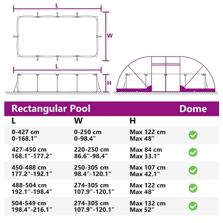 Dôme de tente de piscine Transparent 640 x 432 x 205 cm PVC - 15
