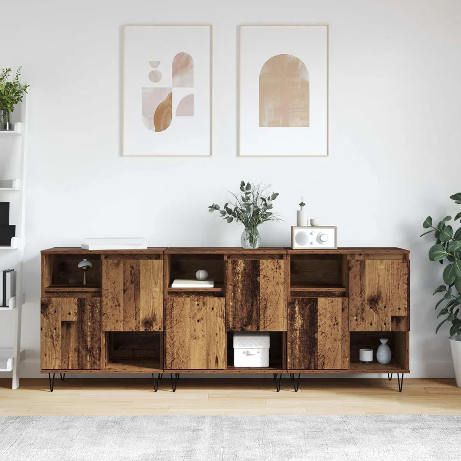 Buffet 3 pcs Bois ancien 60 x 35 x 70 cm