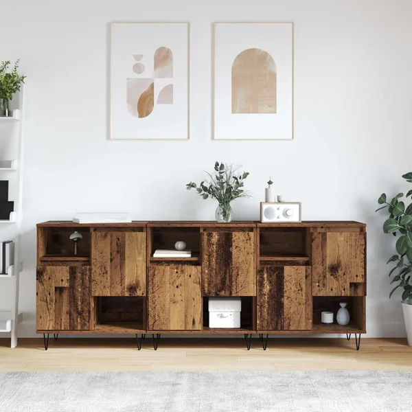 Buffet 3 pcs Bois ancien 60 x 35 x 70 cm