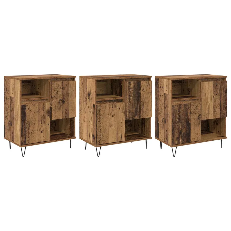 Buffet 3 pcs Bois ancien 60 x 35 x 70 cm - 2