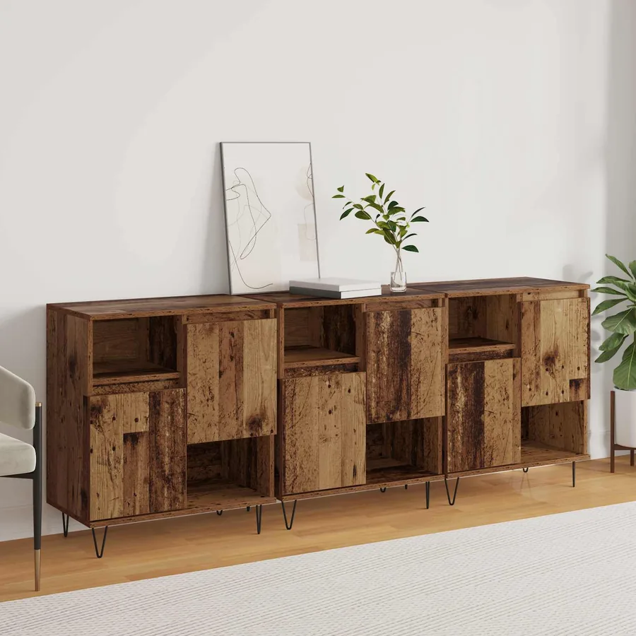 Buffet 3 pcs Bois ancien 60 x 35 x 70 cm - 4