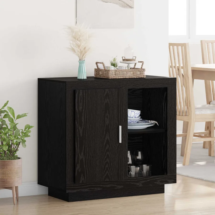 Buffet Chêne noir 80 x 40 x 75 cm Bois d'ingénierie