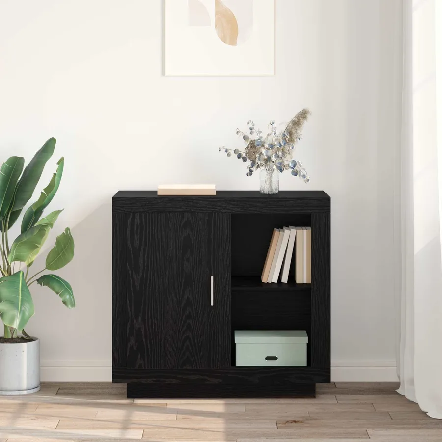 Buffet Chêne noir 80 x 40 x 75 cm Bois d'ingénierie - 4