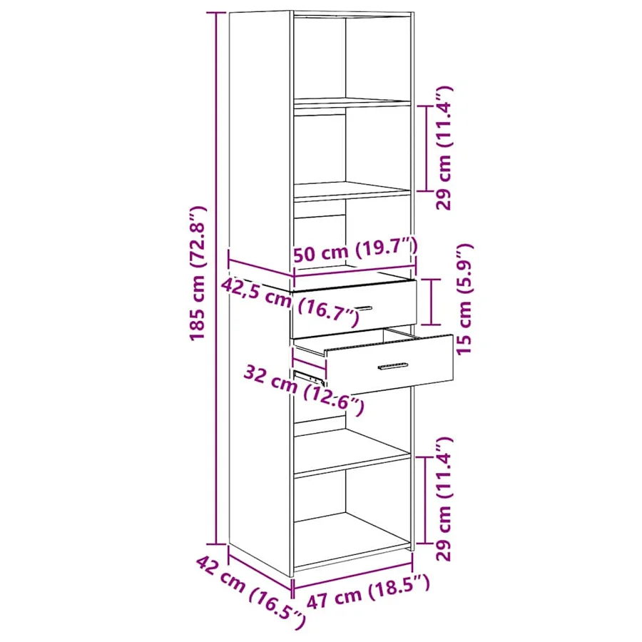 Haut Armoire Chêne artisanal 50 x 42,5 x 185 cm - 14