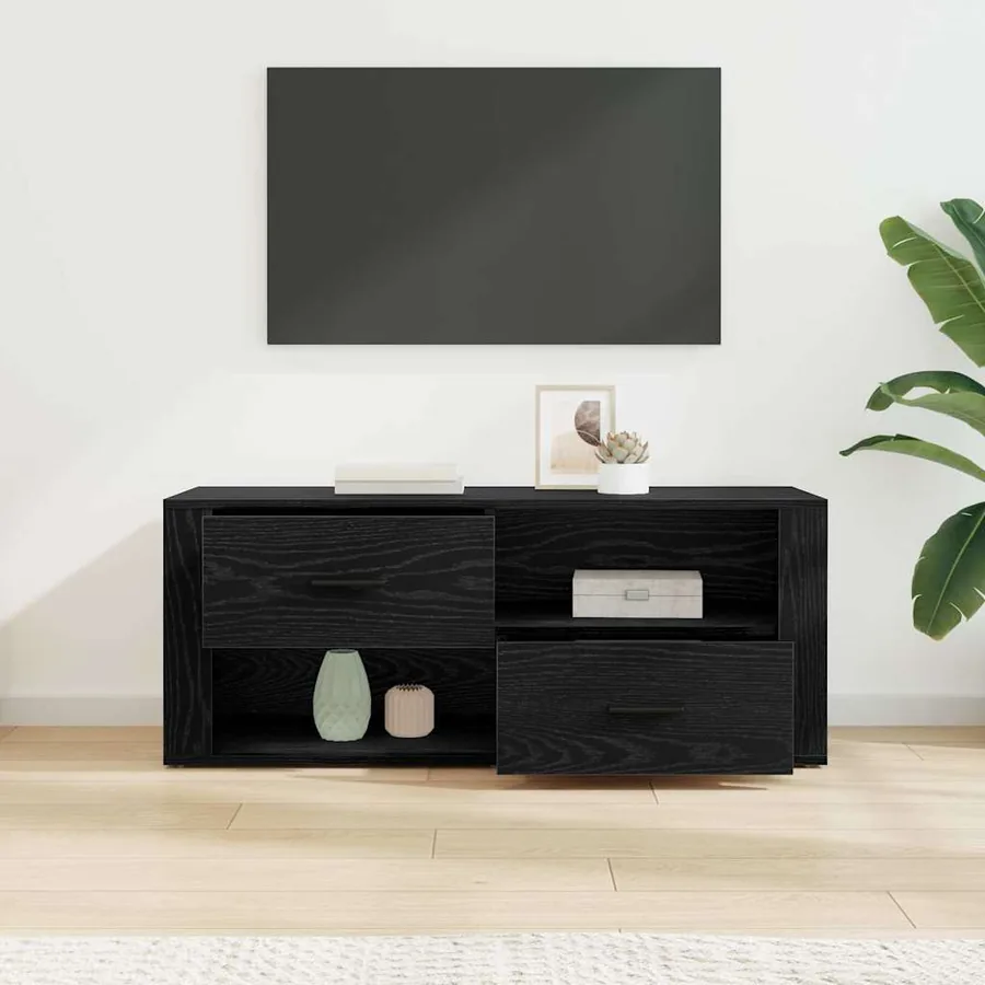 Meuble TV Chêne noir 100 x 35 x 40 cm Bois d'ingénierie - 4