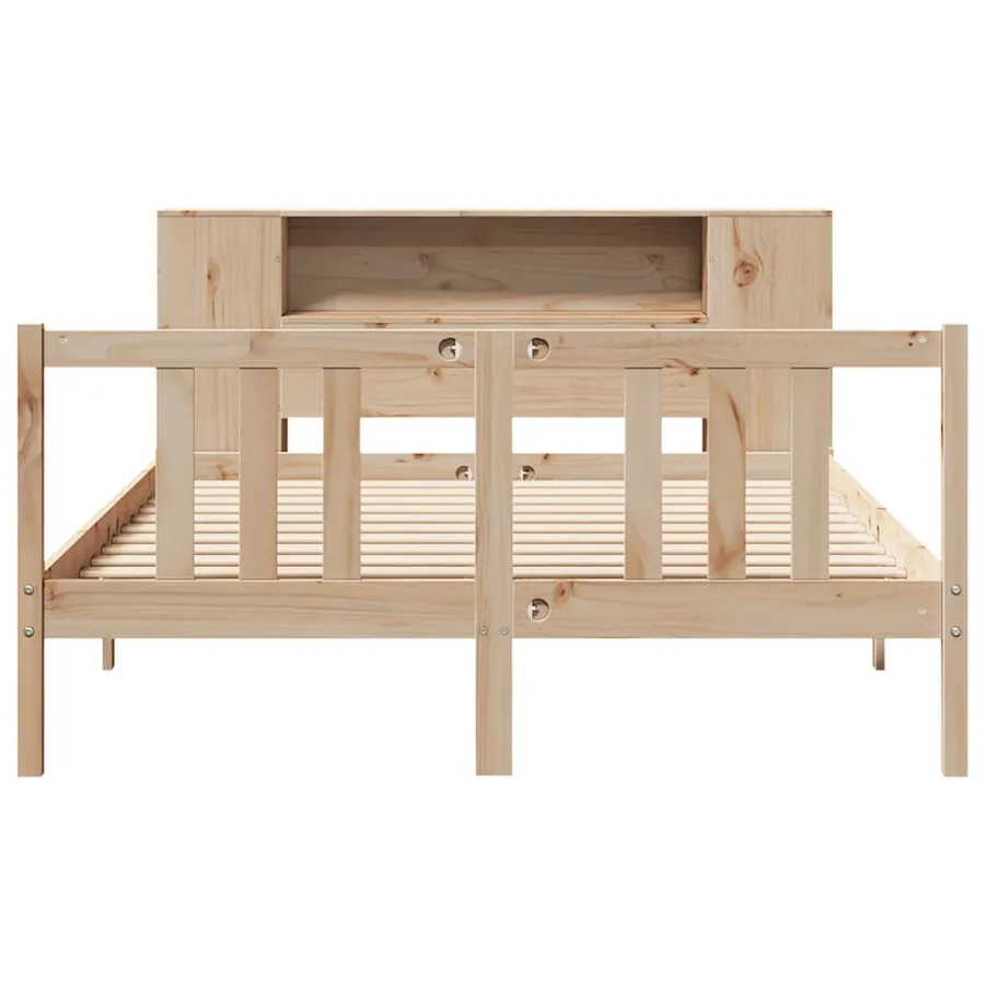 Lit bibliothèque sans matelas 135x190 cm bois de pin massif - 4