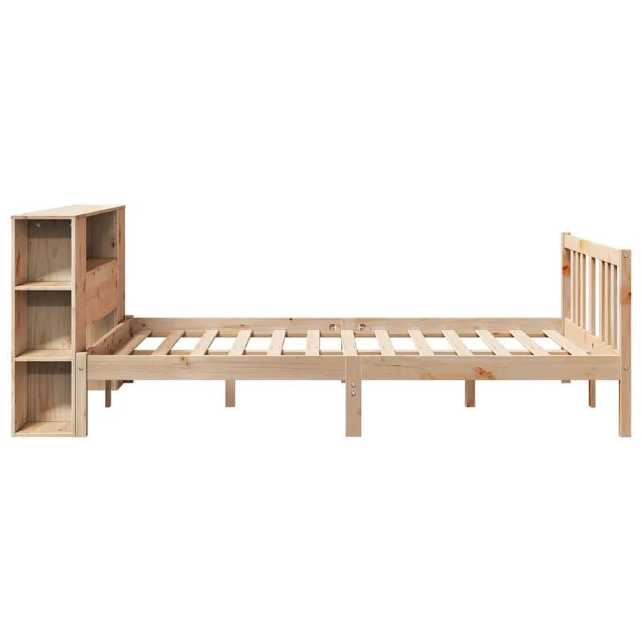 Lit bibliothèque sans matelas 135x190 cm bois de pin massif - 5